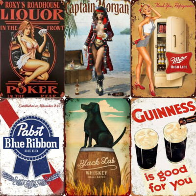 Alcohol Liquor Tin Aluminum Sign Retro Metal Home Decor Art Rustic Bub 8x12in