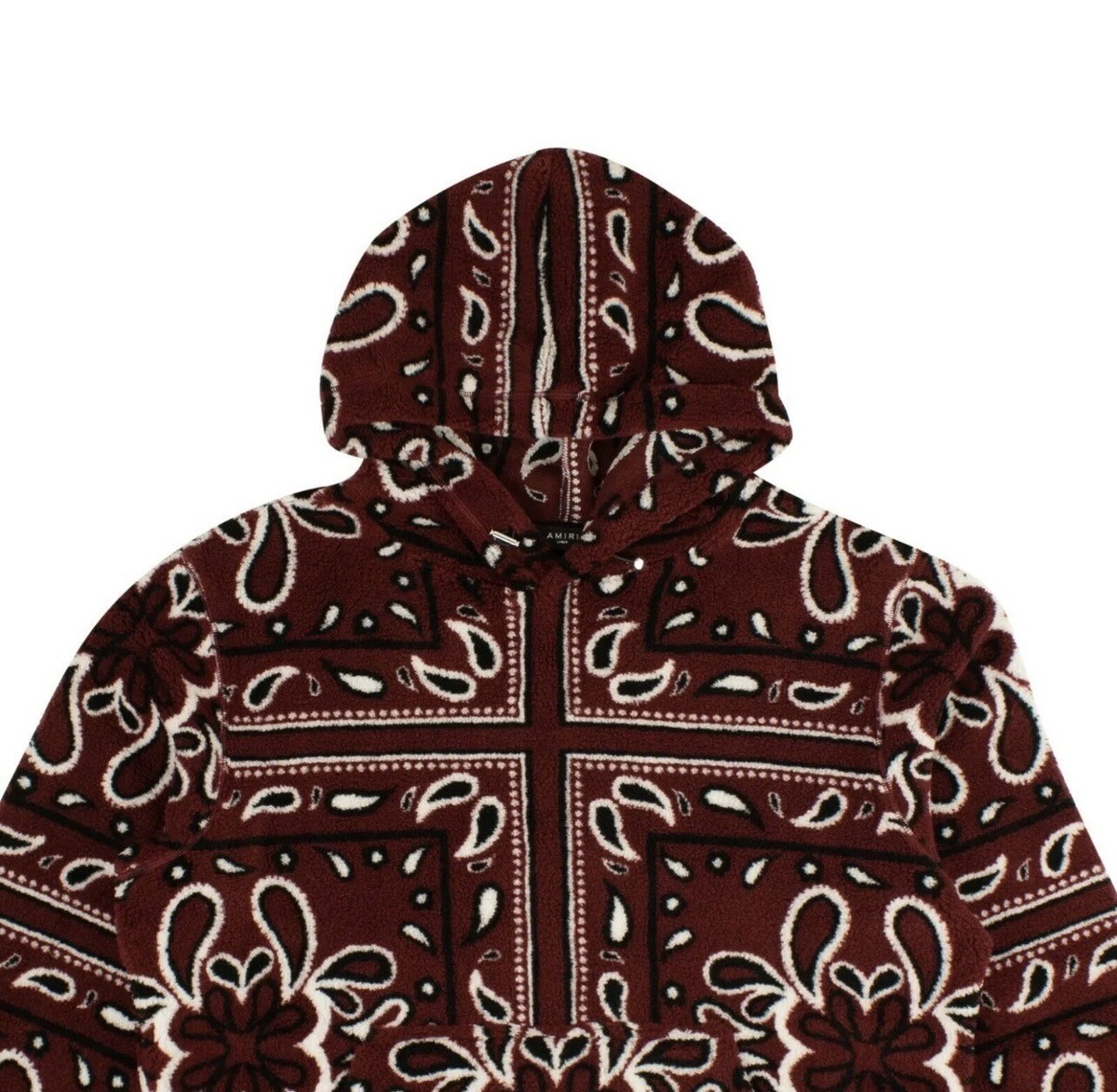AMIRI Red Paisley Bandana Leather Trimmed Hoodie Size Large AMIRI Red Paisley Bandana Leather Trimmed Hoodie Size Large