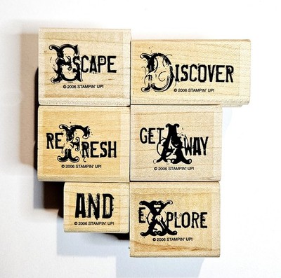 HANDBILL HEADLINES Stampin' Up! Wood Rubber Stamp Set Sayings Discover abx121