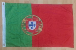 Flag of Portugal on eyelets, polyester, size 94 x 58 cm/ 37 x 22.8 in, used