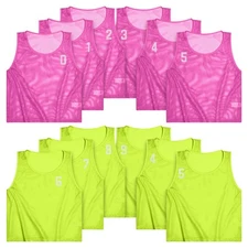 12 Pieces Pinnies Scrimmage Vests, Nylon Mesh Team Practice Jersey Youth Pinn...