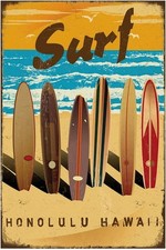 Xanovir Retro Tin Metal Signs Home D cor Vintage Beach Poster, Surf Honolulu Haw
