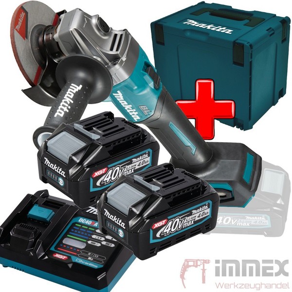 Makita Akku-Winkelschleifer 40V GA008GM201 + 2X4,0Ah Akkus + Lader In Makpac-image