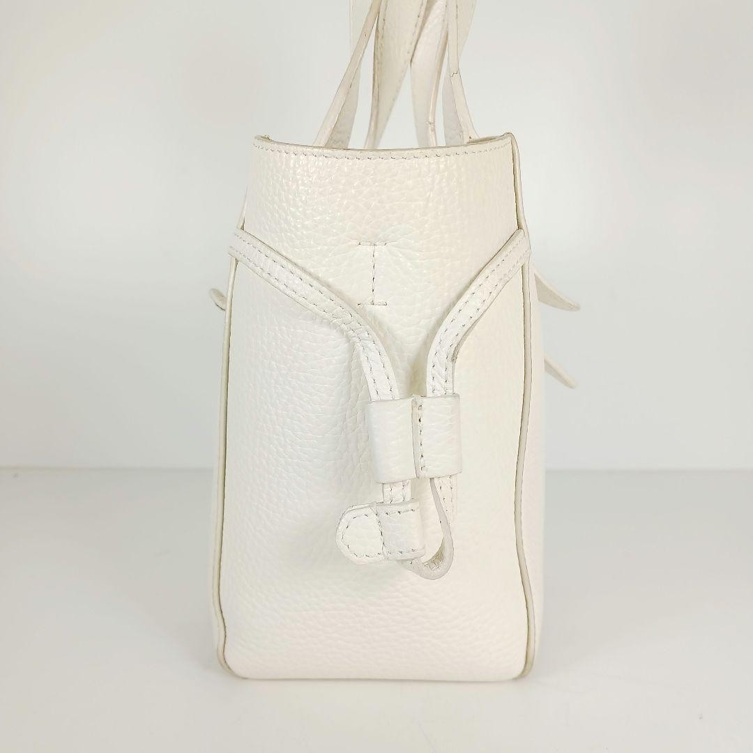 FURLA Furla Net Grain Leather Mini Tote Handbag White Good