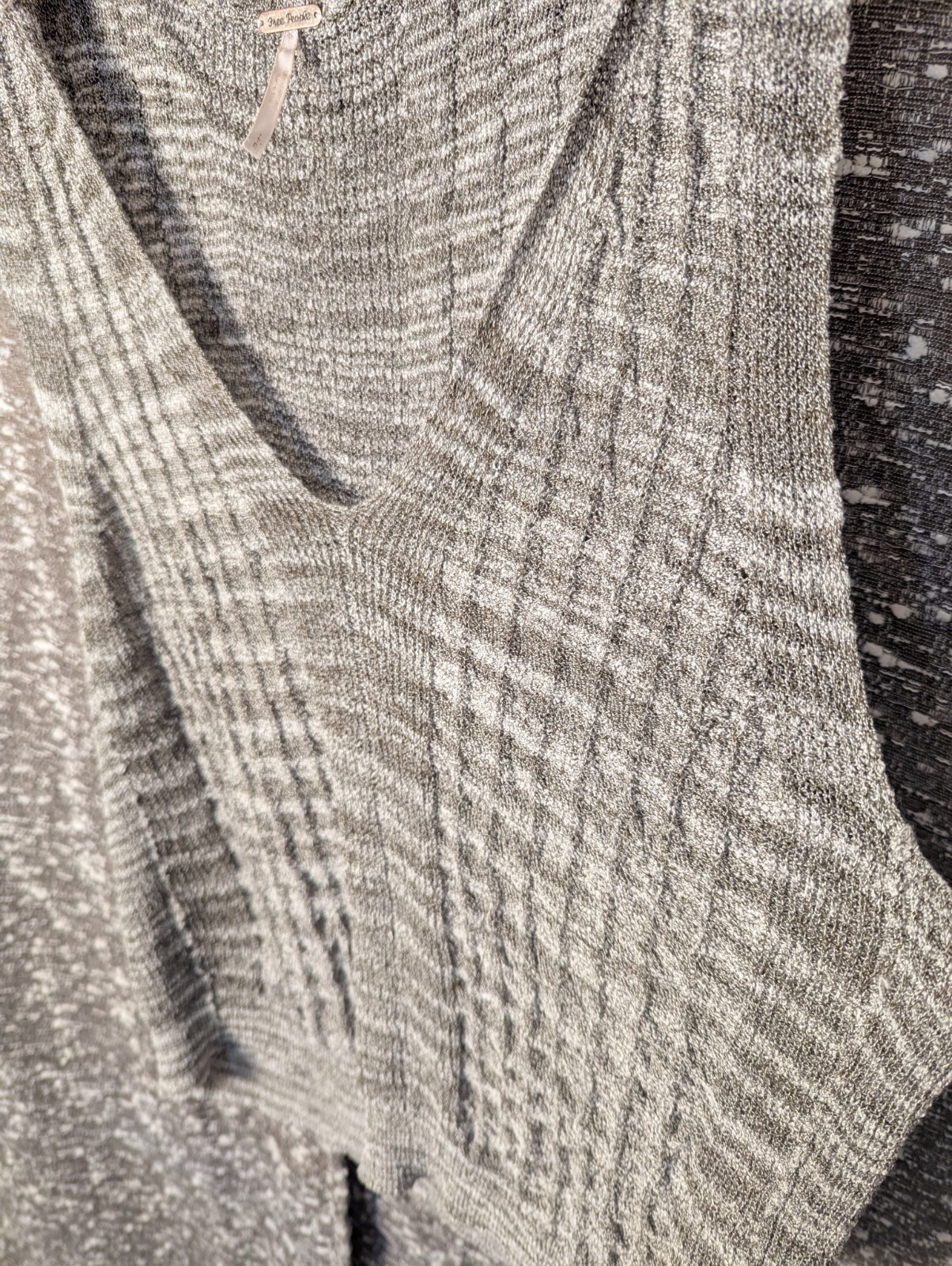 Free People Gray Collared Boho Knit Tank Top Womens Large