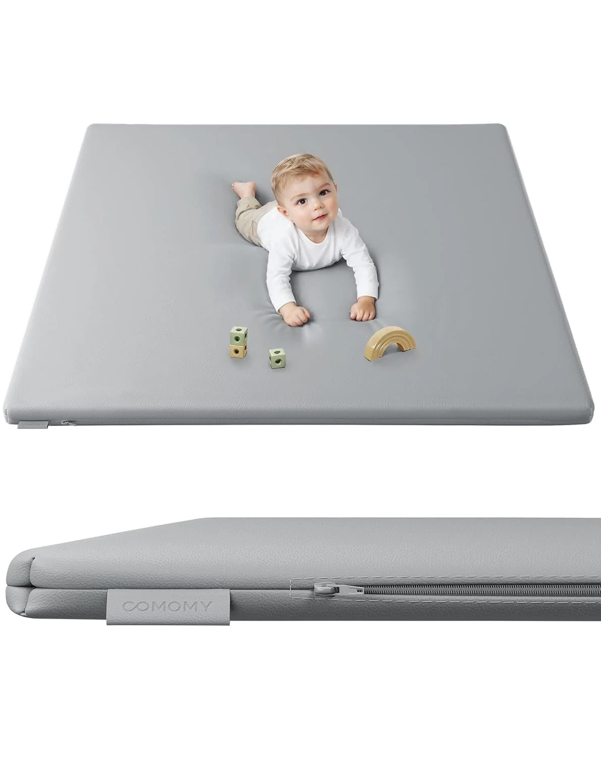 COMOMY Vegan Leather Foam Baby Play Mats for Playpen, 50 x 50 inch Light Gray
Opens in a new window