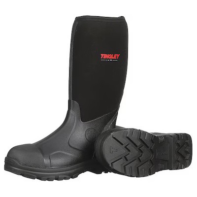 Tingley 87151 Men's Badger Tall Rubber Boots, Plain Toe, 15 In Height, Black, 11