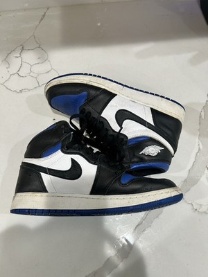 Nike Air Jordan 1 high Black White Blue Lace Up Mid Top Athletic Sneaker