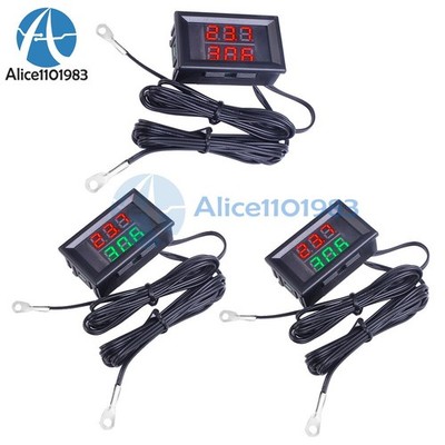 Dual LED Display DC4-28V Thermometer w/ NTC Metal Probe Temperature Sensor #zb
