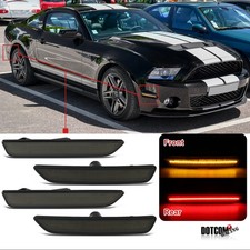 Fits 2010-2014 Ford Mustang Front+Rear LED Fender Side Marker Lights Smoke 4PCS