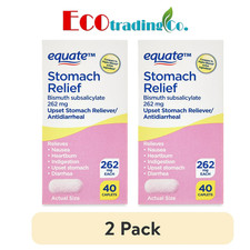 2 X Equate Bismuth Subsalicylate Upset Stomach and Diarrhea Relief, 262mg, 40 ct