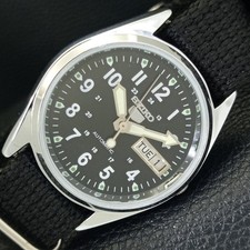 REFURBISHED SEIKO 5 AUTOMATIC 6309A VINTAGE JAPAN MENS BLACK WATCH a441697-1