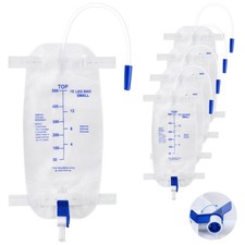 5 Pack 500ml Urinary Drainage Leg Bag with 12" Tubing and Anti-Reflux Valve, 33.
