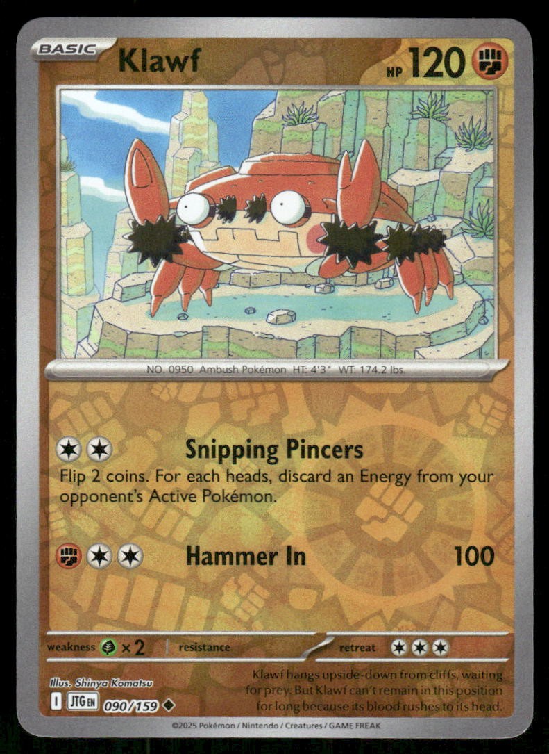 Klawf Journey Together [090/159] Uncommon Reverse Holofoil NM Pokemon