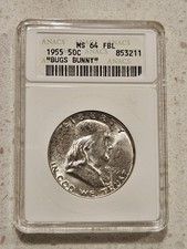 1955 “Bugs Bunny” Franklin Half In A Old Anacs Soapbox Holder MS 64 FBL