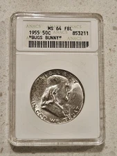 1955 “Bugs Bunny” Franklin Half In A Old Anacs Soapbox Holder MS 64 FBL