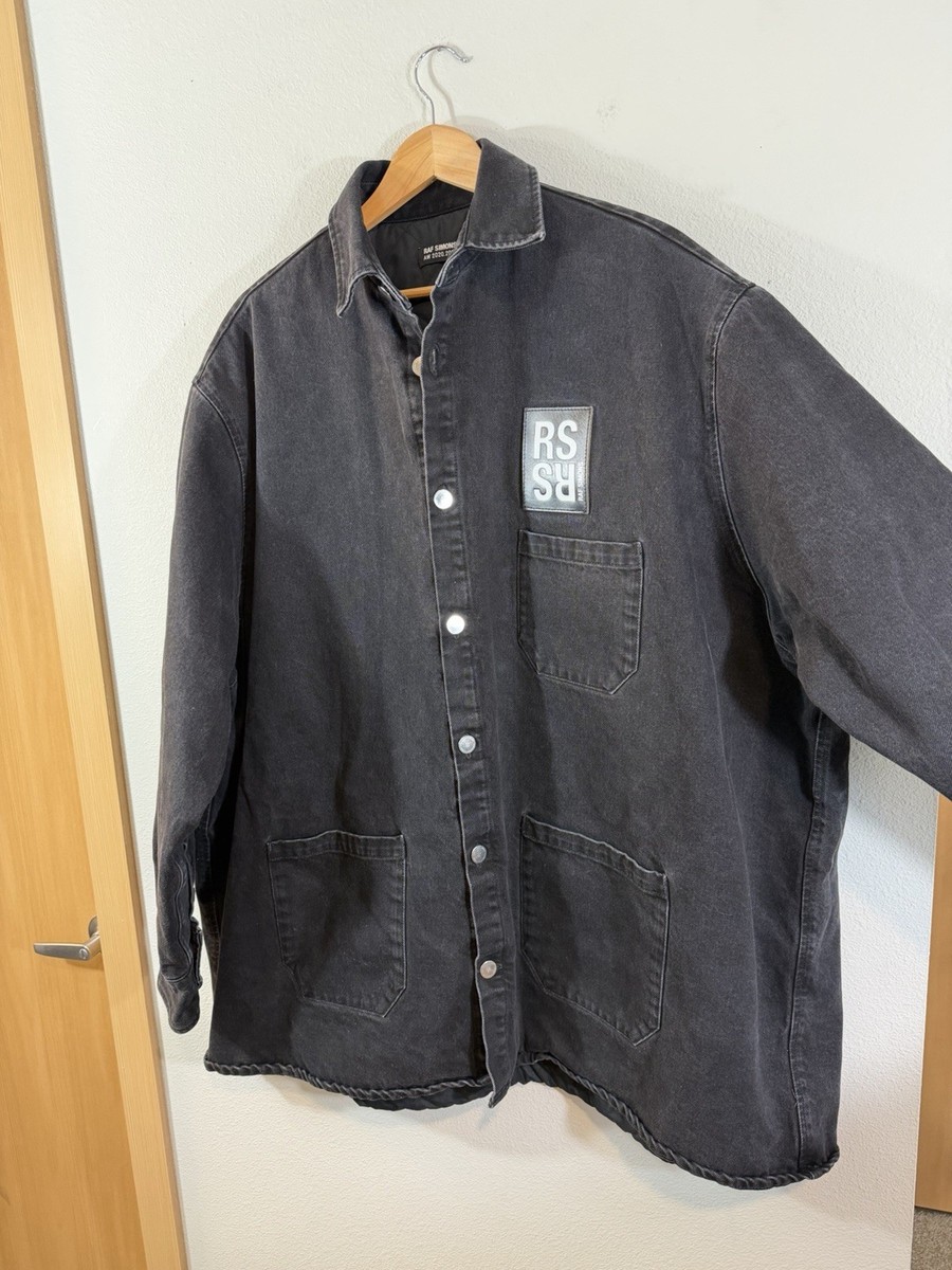 RAF SIMONS Big Fit Padded Denim Shirt AW20/21 Size M Washed Black