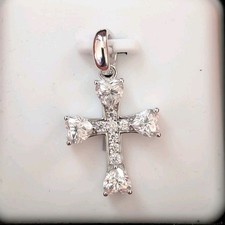 925 Sterling Silver White Moissanite Cross Pe...