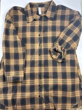 B Womens XXL Brown/Black Plaid Flannel Long S...