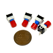 4 x RED Cap Push Button Latching Tactile Switch 7 x 7mm lock Button 3-Pin B10