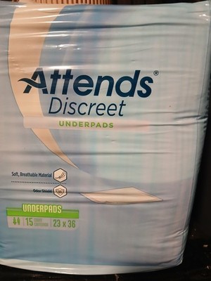 Attends Discreet Underpads 23'' x 36'', UFS236RG, 15pk Soft Breathable Odor Shield