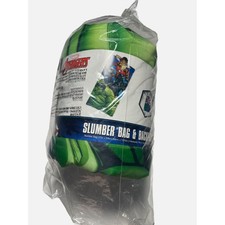 Image of Marvel Avengers Slumber Bag Kids OS Green Hulk Captain America Sleepover Set