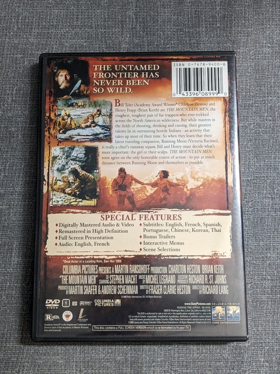 The Mountain Men DVD 1980 Charlton Heston Brian Keith Full Screen