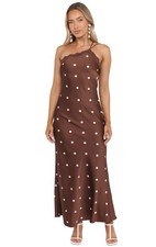 Petal & Pup Women’s Anika Maxi Dress, Brown Polka Dot, Size XL