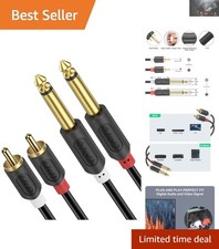 Professional 3ft Dual RCA to 1/4 inch TS Cable - Ideal for Speakers  Amplifiers
