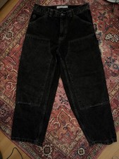 polar skate co big boy jeans double knee washed black size small