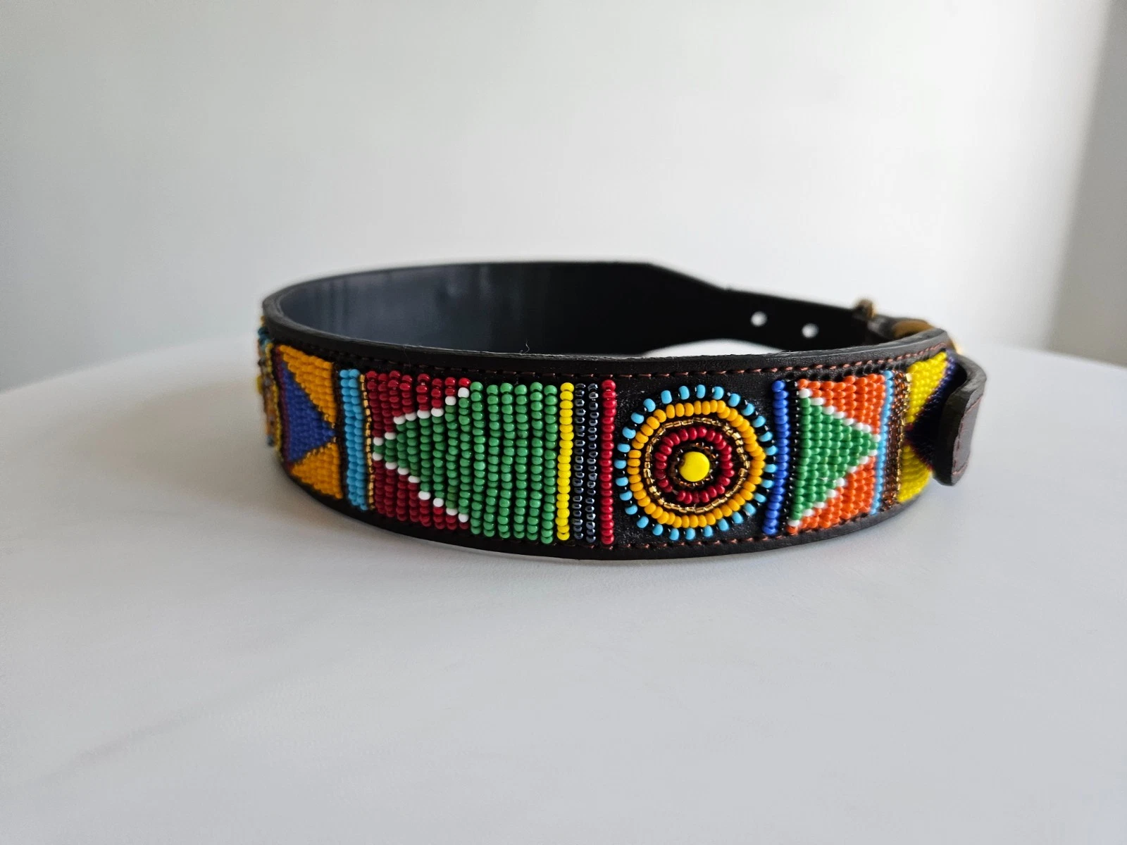 Traditional Maasai Beaded Leather Dog Collar Handmade African Pet Gift
Opens in a new window or tab