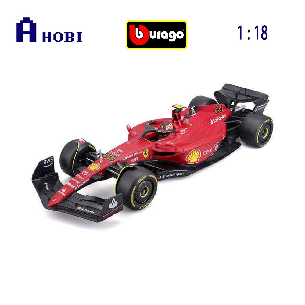 Bburago Licensed 1:18 Scale Ferrari Racing F1 75 Sainz #55 2022