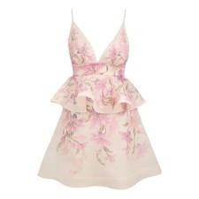 Zimmermann Dawning Mini Dress In Pink Print Size 1 New