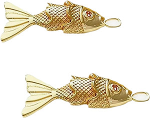 Authentic 2Pcs Gold Fish Charm Pendant,Sea Animal Fish Shaped Gold Plated Pendants Pave O