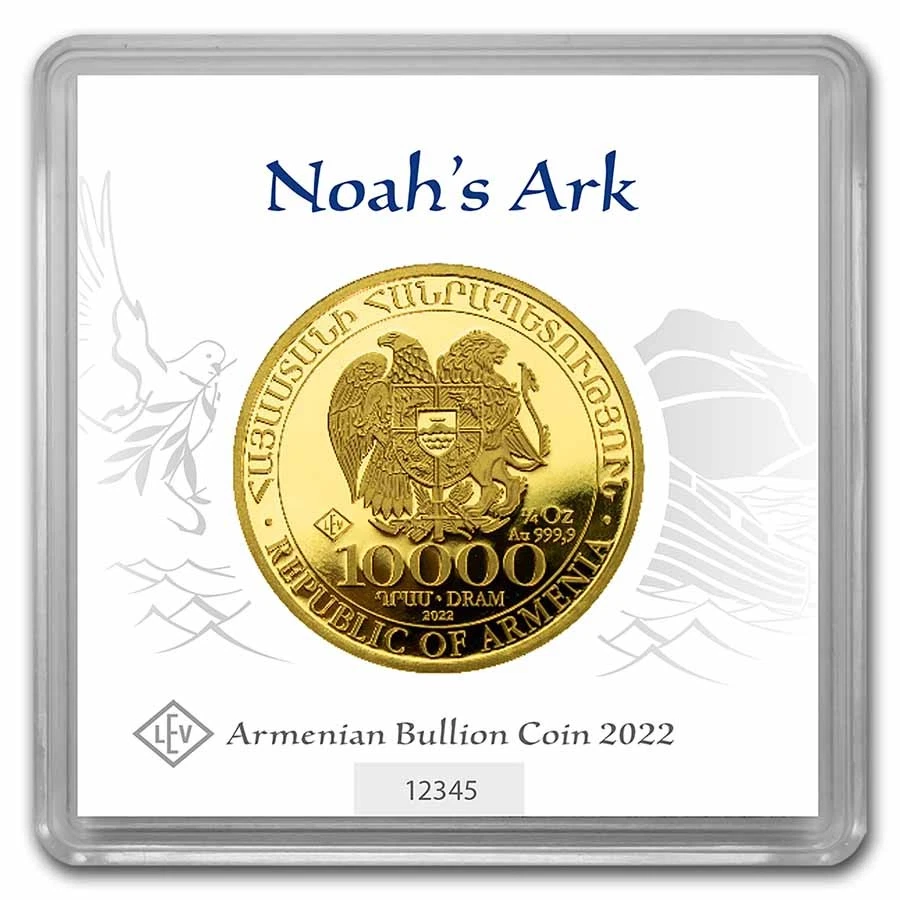2022 Armenia 1/4 oz Gold 10,000 Dram Noah's Ark BU - Image 3 of 4