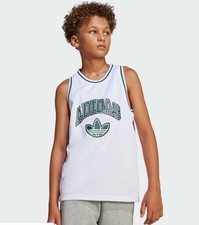 ADIDAS Boy  s ORIGINALS TANK TOP Jersey/Shorts SET Sz. L JW1980/JW1985 WHITE