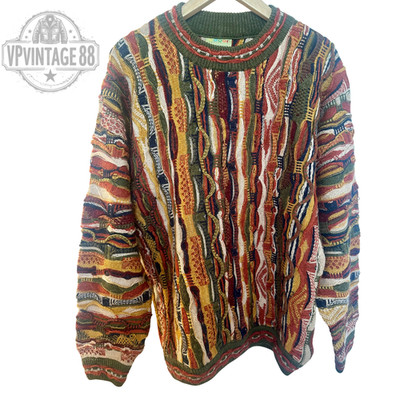Vintage Coogi 90s Australia Knit Sweater Unisex Bold 3D Colourful Rare Pullover