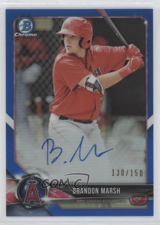 2018 Bowman Chrome Prospect Blue Refractor /150 Brandon Marsh #BCPA-BM Auto zr9