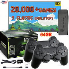 Video Game Console Retro 20000+ Games TV Stick 64G 4K HDMI 2Wireless Controller~