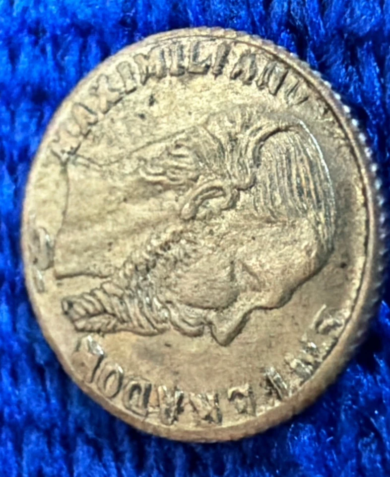 Moneda de Oro Maximiliano 20 Pesos México 1865 1oz Puro .900 Emperador Maximiliano RARA Foto 2 de 4