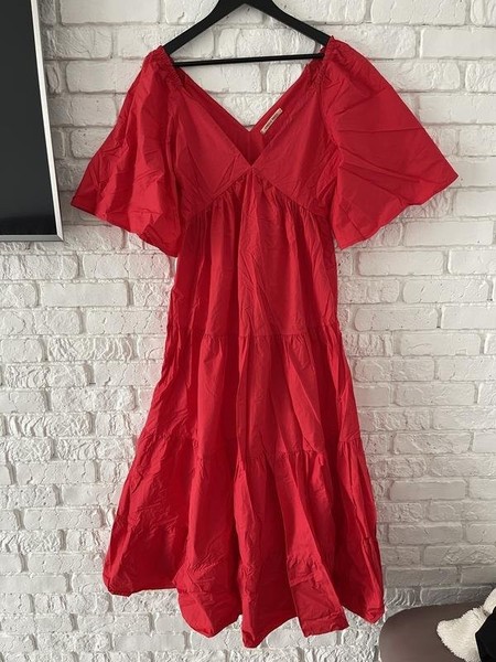 Women Angela Davis Dress Red Cotton 36