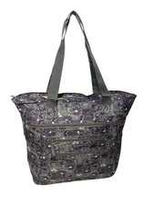 Metro Nylon Canvas Shopper Tote Shopping Beach Bag Zipped Compartments Floral