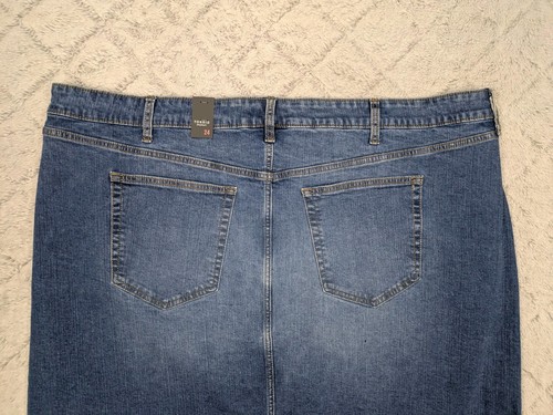 Torrid Skirt Womens 24 Blue Denim Maxi Slit Front Dolce Vita Pockets Plus NEW - Picture 9 of 9