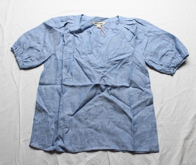 Boden Women's Puff Sleeve Brooke Linen Top AC2 Chambray Size 4 (U.S 0) NWT 