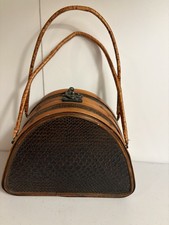Vintage 1940s box bag, bamboo and rattan handbag, vintage wooden handbag