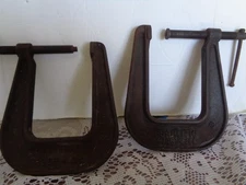 2 Deep Throat 2 1/2 inch C Clamps 6168 Pearlitic cast iron Vtg