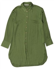 Zara Womens Shirt Dress UK 14 Medium Green Polyester AJ13