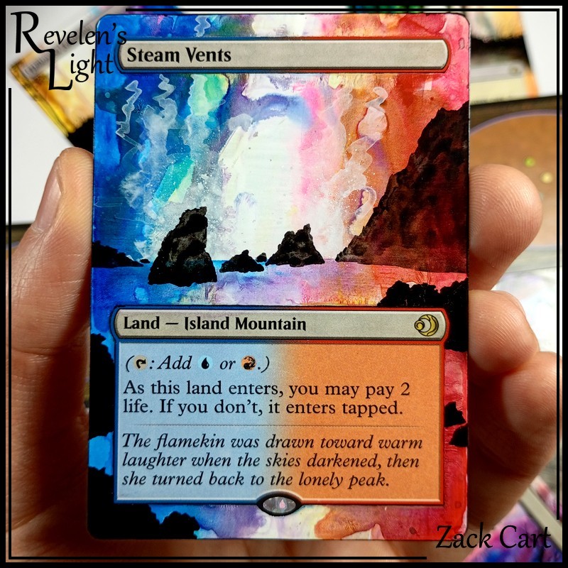 Steam Vents Altered Art - Hand Painted MTG Alter - Magic - Revelen's Light