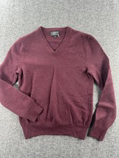 Mens Express Maroon 100 Extra Fine Merino Wool V Neck Lightweight Sweater Sz S