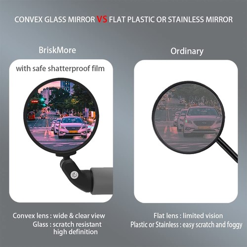 Bike Mirrors,Bike Bar End Mirror, HD Glass Convex Lens Bicycle Rearview Mirro... - Picture 4 of 7